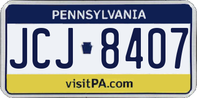 PA license plate JCJ8407
