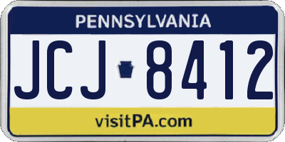 PA license plate JCJ8412