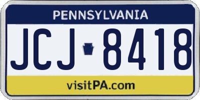 PA license plate JCJ8418