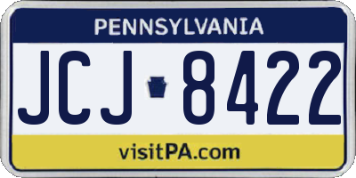 PA license plate JCJ8422