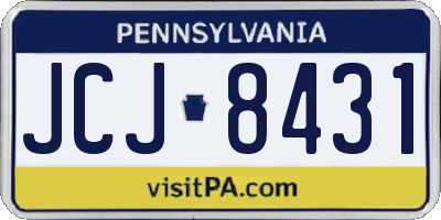PA license plate JCJ8431