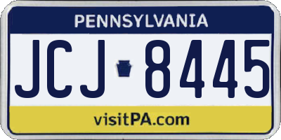 PA license plate JCJ8445