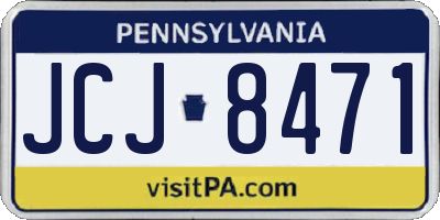 PA license plate JCJ8471