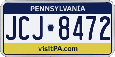 PA license plate JCJ8472