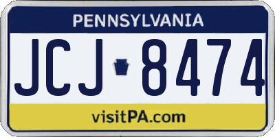 PA license plate JCJ8474