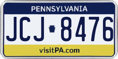 PA license plate JCJ8476
