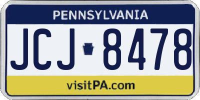 PA license plate JCJ8478