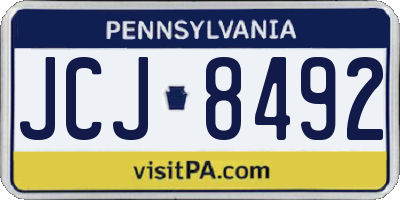 PA license plate JCJ8492