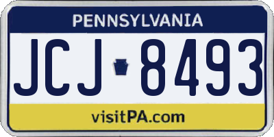 PA license plate JCJ8493