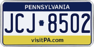 PA license plate JCJ8502