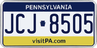 PA license plate JCJ8505