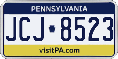 PA license plate JCJ8523