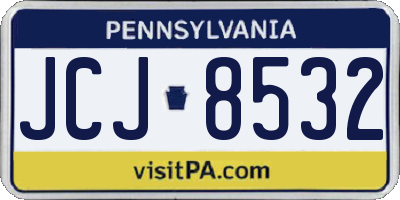 PA license plate JCJ8532