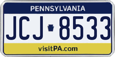 PA license plate JCJ8533