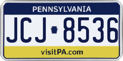 PA license plate JCJ8536