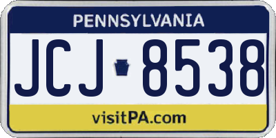 PA license plate JCJ8538