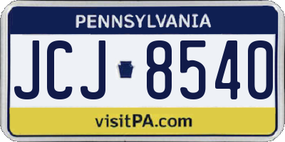 PA license plate JCJ8540