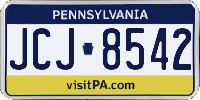 PA license plate JCJ8542