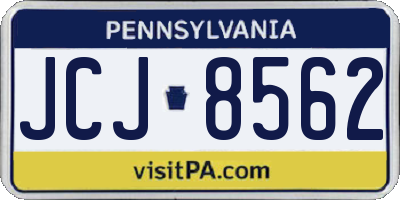 PA license plate JCJ8562