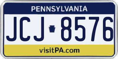 PA license plate JCJ8576