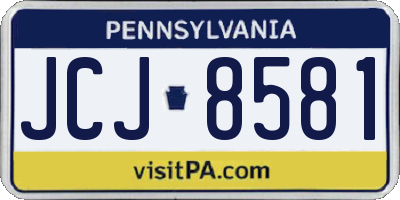 PA license plate JCJ8581