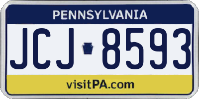 PA license plate JCJ8593