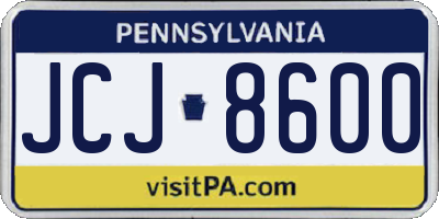 PA license plate JCJ8600