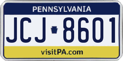 PA license plate JCJ8601
