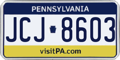 PA license plate JCJ8603