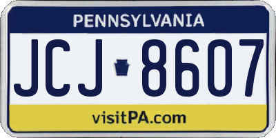 PA license plate JCJ8607
