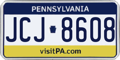 PA license plate JCJ8608