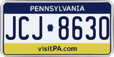 PA license plate JCJ8630