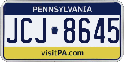 PA license plate JCJ8645