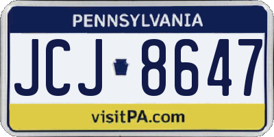 PA license plate JCJ8647