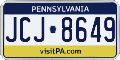 PA license plate JCJ8649
