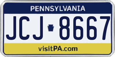 PA license plate JCJ8667
