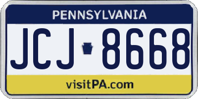 PA license plate JCJ8668