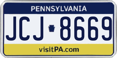 PA license plate JCJ8669