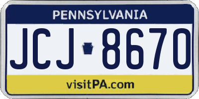 PA license plate JCJ8670