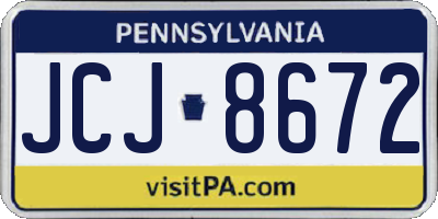 PA license plate JCJ8672