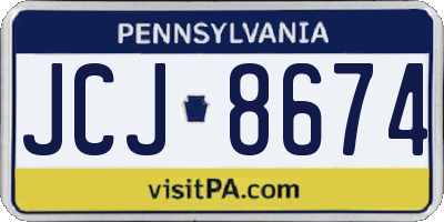 PA license plate JCJ8674