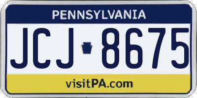 PA license plate JCJ8675