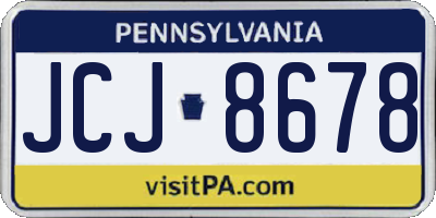 PA license plate JCJ8678