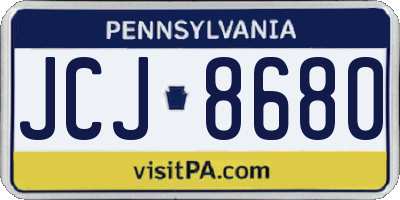 PA license plate JCJ8680