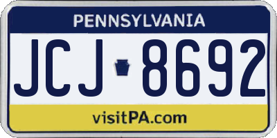 PA license plate JCJ8692