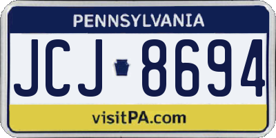 PA license plate JCJ8694