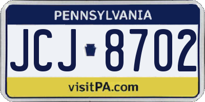 PA license plate JCJ8702