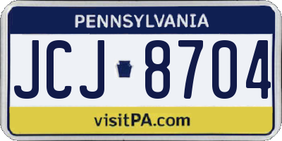 PA license plate JCJ8704