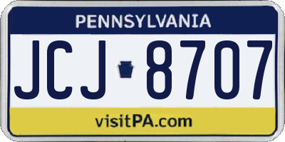 PA license plate JCJ8707