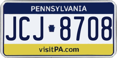 PA license plate JCJ8708